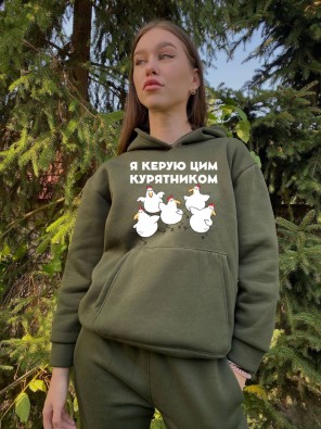Жіноче худі на флісі з принтом 