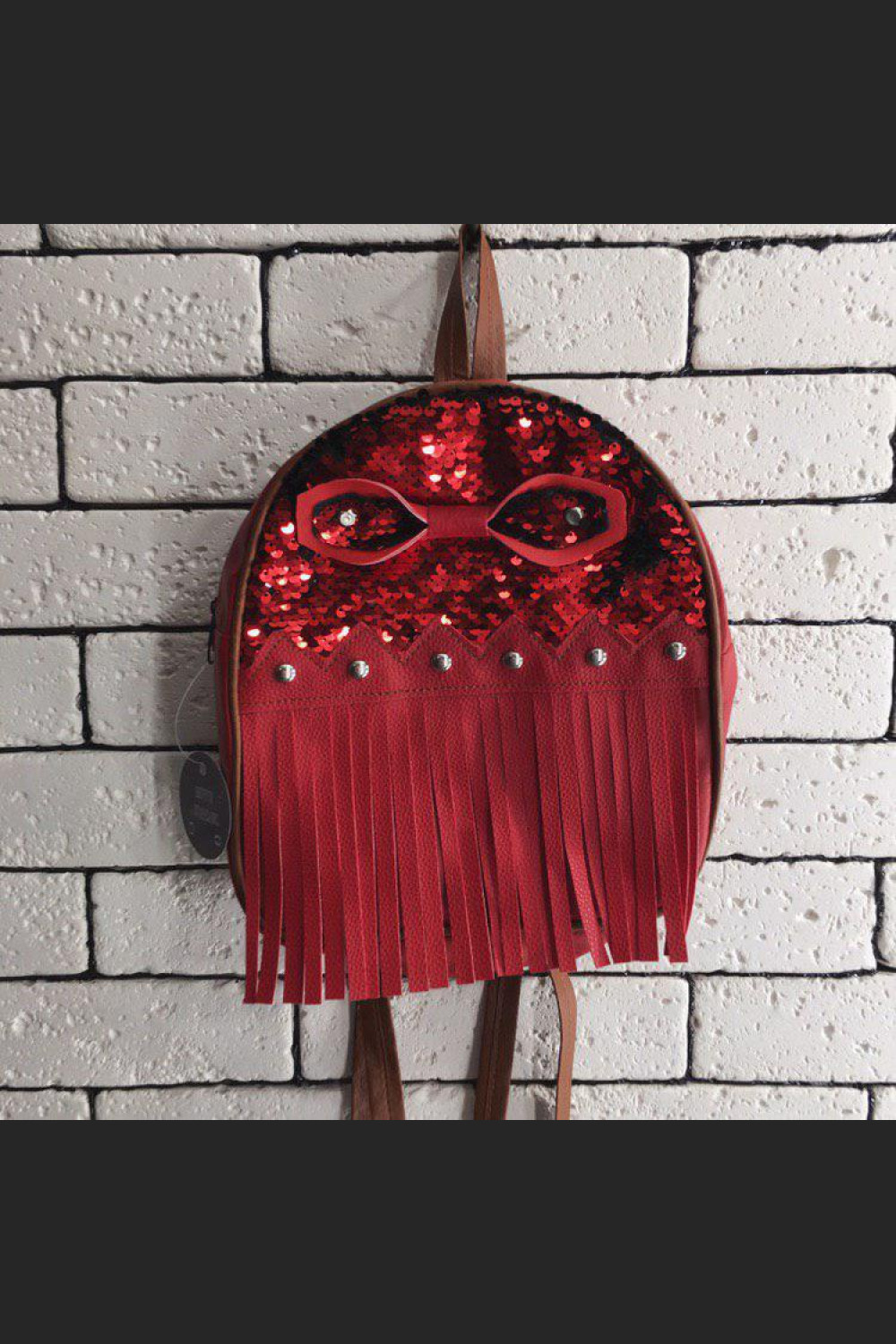 Рюкзак - Красный с бахромой 