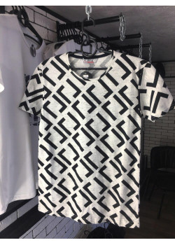 Мужская футболка - С геометрическими узорами (Чёрно-белая)