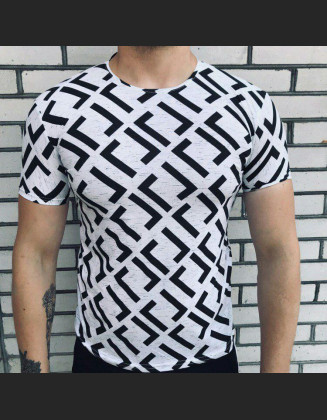 Чоловіча футболка - З геометричними візерунками (Чорно-біла)