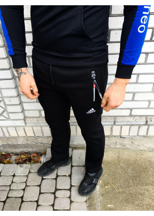 Мужские спортивные штаны - В стиле Adidas (Чёрные,Теплые)