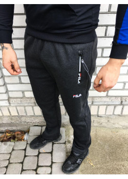 Мужские спортивные штаны - В стиле Fila (Серые,Теплые)