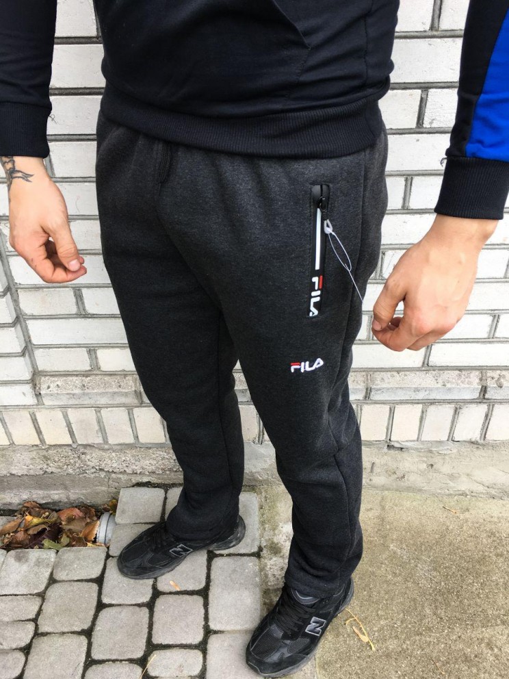 Чоловічі спортивні штани - В стилі Fila (Сірі, Теплі)