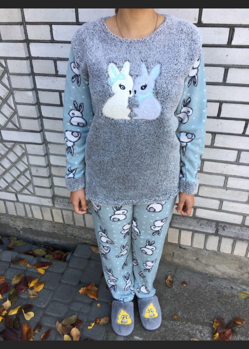 Жіноча піжама - Сіра з кроликами