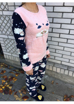 Женская пижама - Сине-розовая с барашками