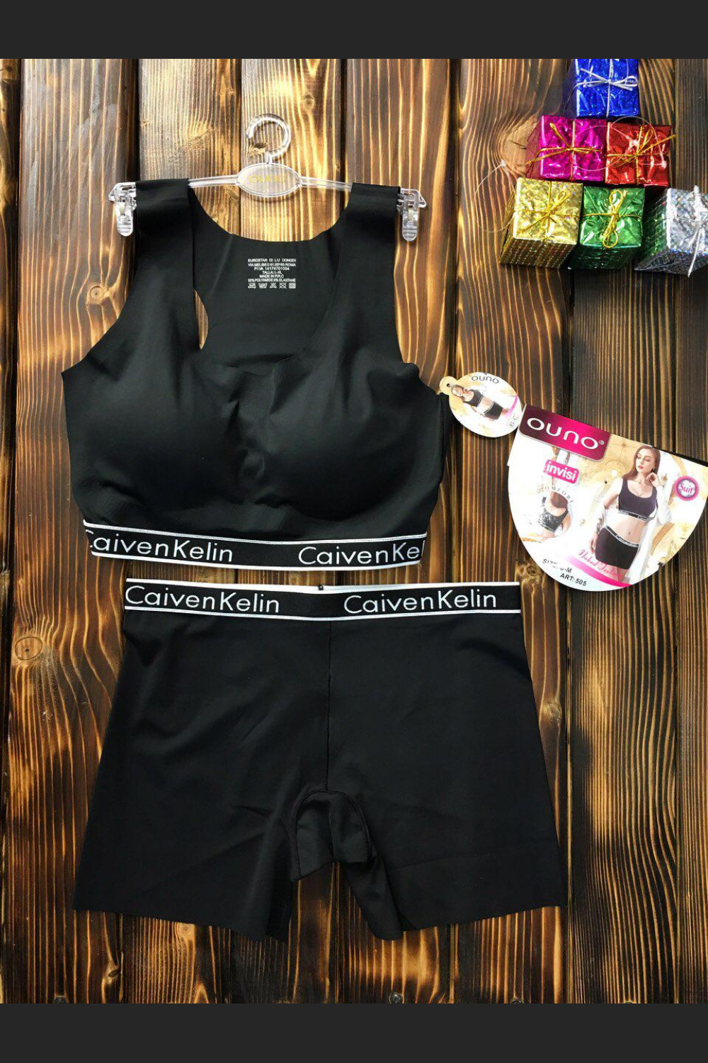 Комплект білизни - в стилі Calvin Klein жіночий двійка (топ+шорти) Чорний
