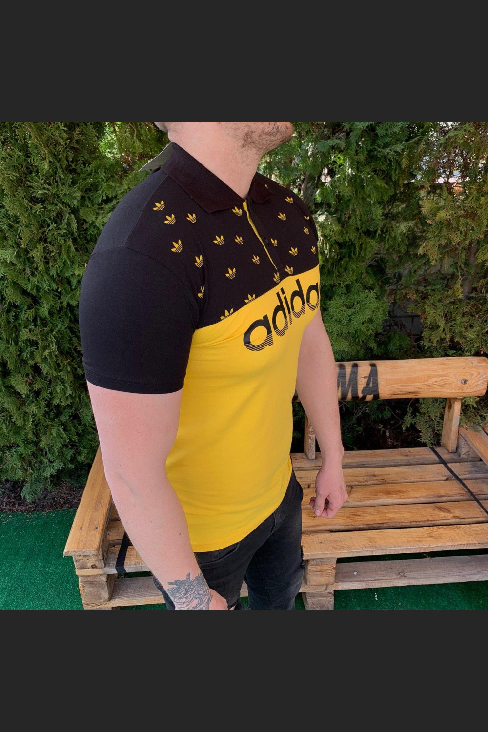 Чоловіча футболка - В стилі Adidas (Жовто-чорна)