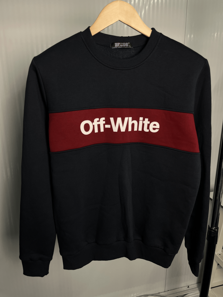 Світшот чорний з бордовою вставкою Off-White