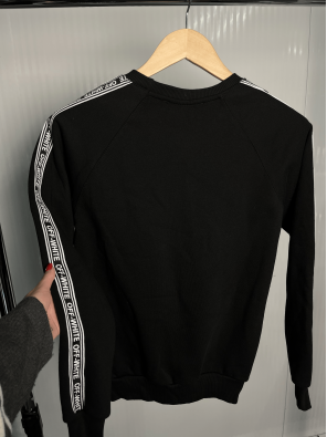 Світшот чорний Off-White з лампасами на рукавах