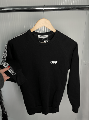 Світшот чорний Off-White з лампасами на рукавах