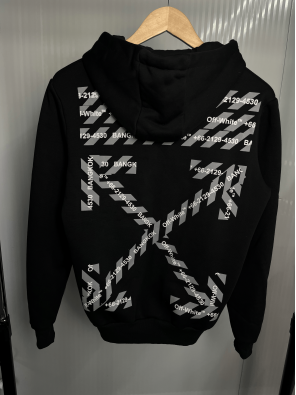 Худі чорне Off-White з принтом на спині