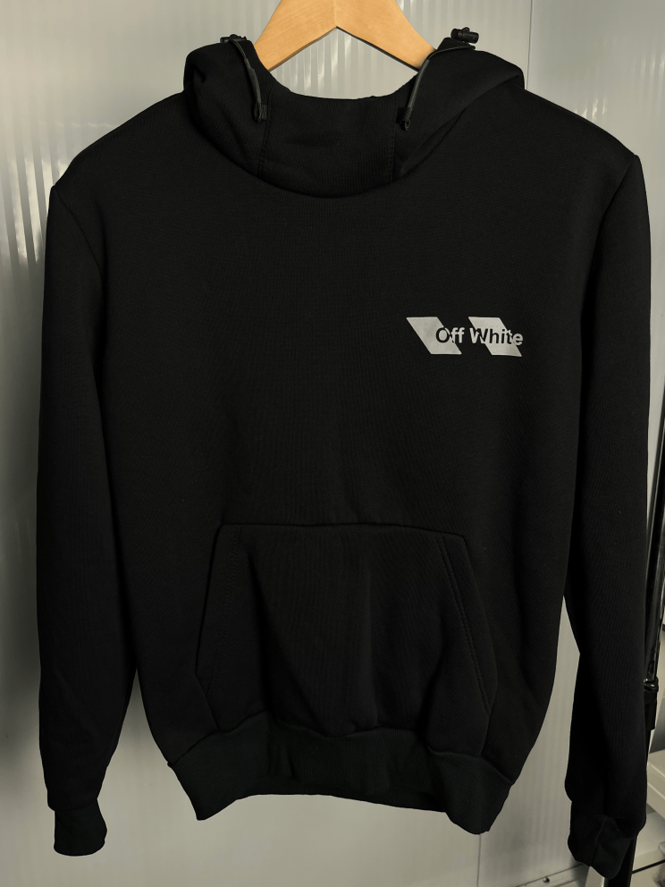 Худі чорне Off-White з принтом на спині Худі чорне Off-White з принтом на спині
