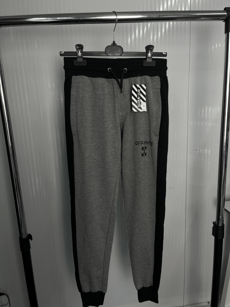 Чоловічі спортивні штани Off-White сірі з чорними вставками