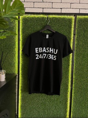 Чоловіча футболка преміум з принтом «EBASHU 24/7/365» чорна