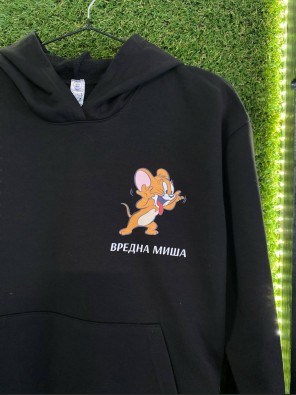 Парні худі преміум без флісу чорні з принтом