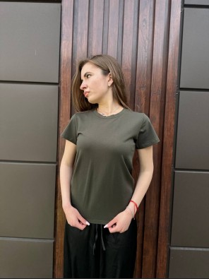 Жіноча преміум футболка кольору хакі