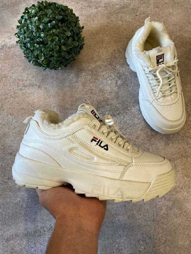 Кросівки - Білі в стилі Fila Disruptor зимові