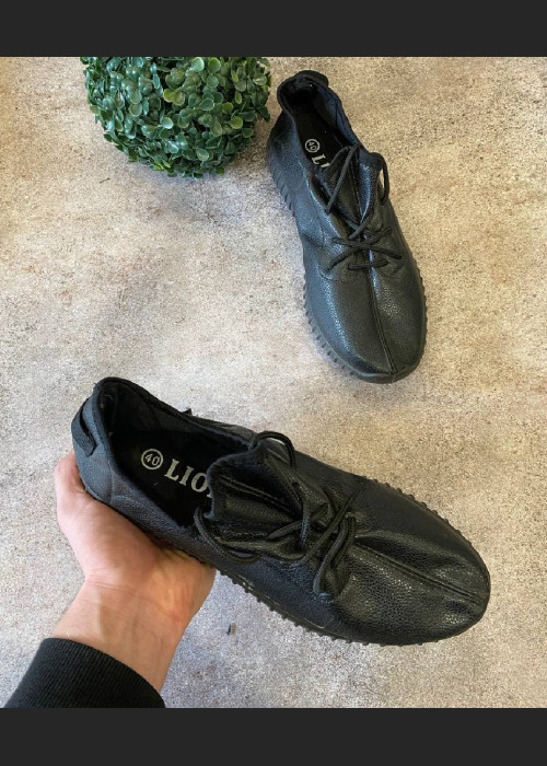 Кроссовки - Чёрные лакированые в стиле Adidas Yeezy 